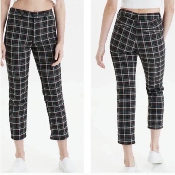 American Eagle Outfitters Size 4 Pants Plaid Super High Rise Skinny Trousers - Picture 1 of 9